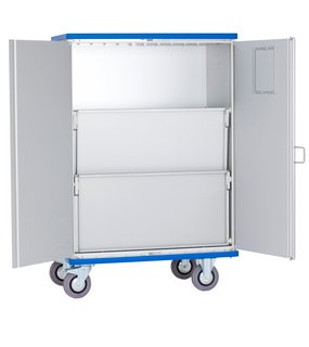 Cupboard trolley with foldable shelves