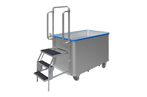 Order-picking trolley anodised with ladder
