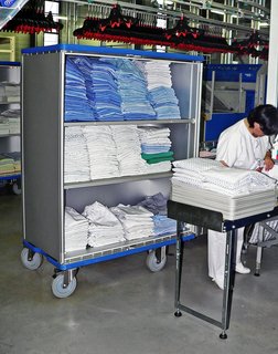 Cupboard trolley in laundry