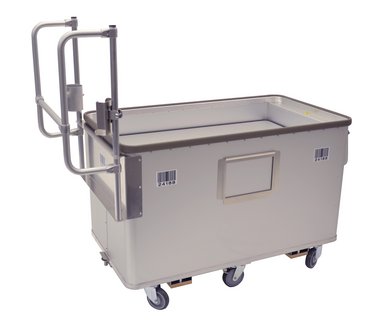 Order picking trolley with push handle, scanner and cup holder