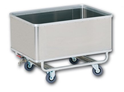 Container trolley water-tight with drain aperture