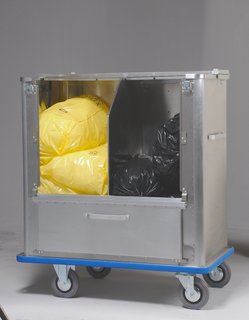 Laundry trolley for contaminated laundry
