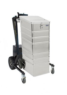 Data disposal container with drive Data disposal container with drive