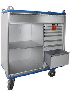 Cupboard trolley with shelf and drawers