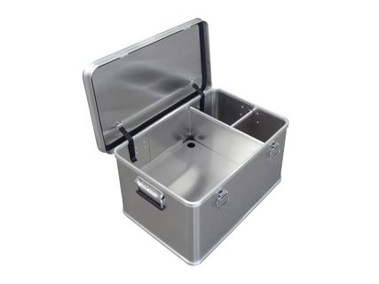 Transport case with divider system and shelf