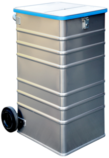 Data disposal container with PVC-bumper 
