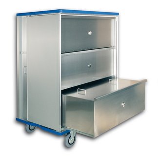 Cupboard trolley with drawers and lid