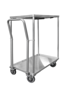 Serving trolley with 2 storage shelves and handle