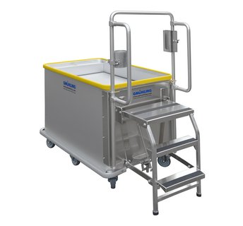 Order picking trolley with ladder, push handle, scanner and cup holder
