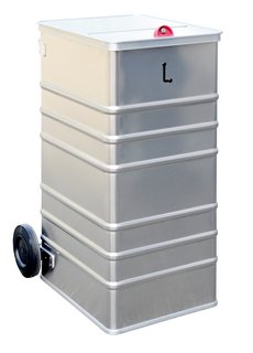 Data disposal container with gravity lock