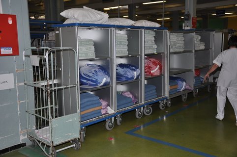 Cupboard trolley in laundry