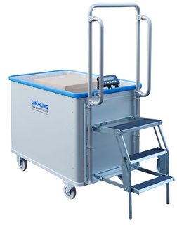 Order picking trolley with ladder, handle and scales
