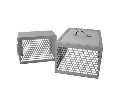 Anodized transport crate, perforated