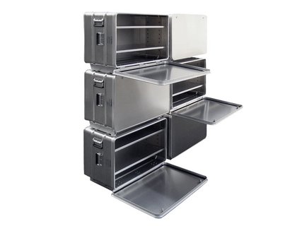 Transport cases forming a rack