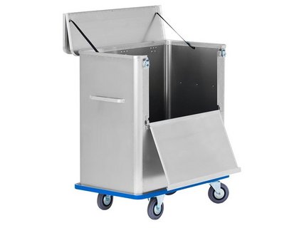 Container trolley with foldable lid