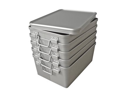 Cone-shaped transport crate, anodized with lid