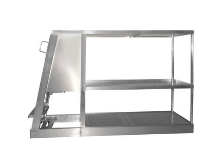 Picking trolley with 3 loading areas and steps