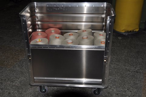 Aluminium trolley for the transport of bobbins Aluminium trolley for the transport of bobbins